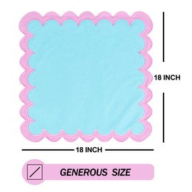 MIKI WELL Cloth Napkins Set of 4 Cotton,18"X18" Washable Napkins for Potluck Party Wedding Table Decoration (Blue Pink)