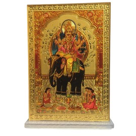 Golden Vishwakarma Hindu Religious Photo Frame With Stand | Golden Shiny | For Car Dashboard,Home And Mandir (2.8x0.8x3.8 inches.)