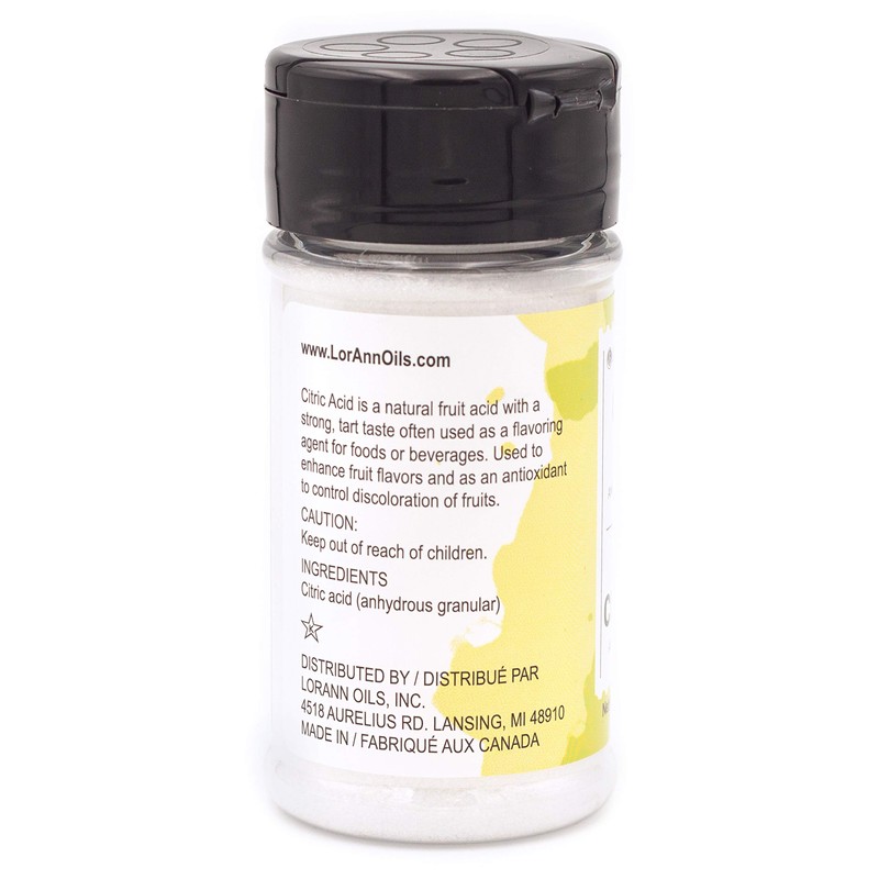 LorAnn Citric Acid (Anhydrous Granular) 3.4 ounce Jar