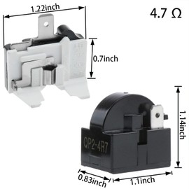 AYLIFU 1pcs QP2-4.7 Ohm PTC Refrigerator Starting Relay 1 pin Refrigerator Start Relay and 1 Piece Refrigerator Overload Protector 1/2 HP