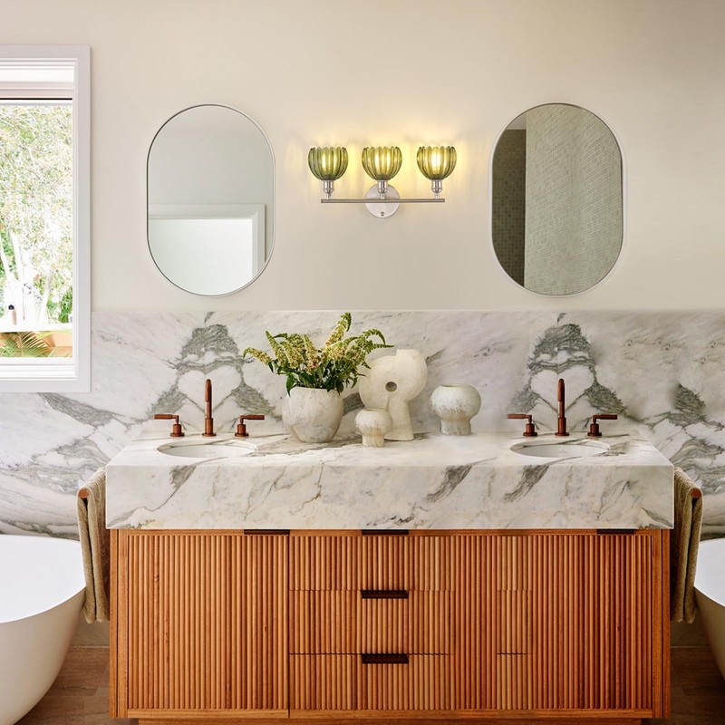 Shenmoyl Bathroom Light Fixtures, 3-Light Vanity wall Light Over Mirror