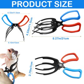 2Pcs Fish Gripper, Fishing Pliers Gripper Fish Grabber Tool Metal Fish Pliers Gripper Claw Upgrade 3 Claw Fish Gripper Anti-Slip 2 Claw Fish Grippers for Fishing, Control Clamp to Catch Fish (2 Style)