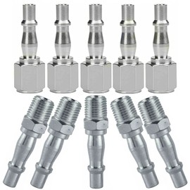 10 Pcs Air Line Connectors - 1/4" BSP Stainless Steel Compressor Airline Hose Pipe Fittings - Quick Release Extension Connector Coupler air Hose Set Both Male and Female Threaded for Compressor Tools