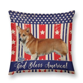 Mutilovely American Flag Pillow Cover Fourth of July Patriotic Home Decor Scottish Terrier Throw Pillow Case Funny Animal Pet Dog Accent Pillowcase Home Decor for Couch Bed Sofa Bedroom Car 18"x18"