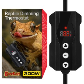 Reptile Dimming Thermostat, 300W, Extend Bulb Life, Ideal for Use with Heat Lamp Control Temperature Accurately, Digital Thermostat for Reptiles Tank, Designed Specifically for Light-Emitting Heater