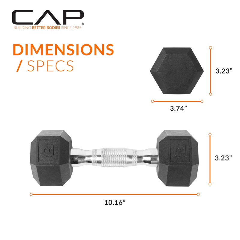 CAP Barbell 8 LB Pair Coated Hex Dumbbell Weight