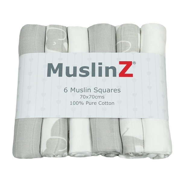 MuslinZ 6pk Baby Muslin Squares - Baby Burp Cloth -