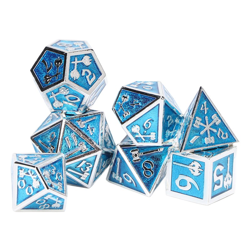 7pcs Polyhedral Dice Set Clear Number Metal Glossy Odorless Table