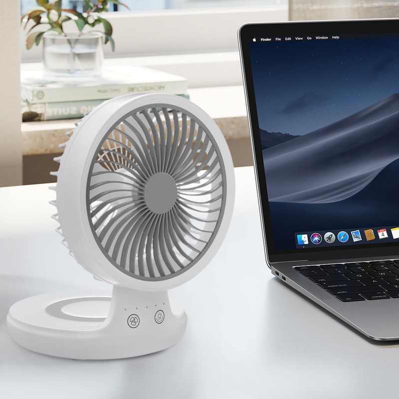 mollie 8-Inch Small Rechargeable USB Desk Fan Battery Operated with