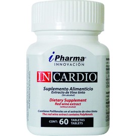 Resveratrol y polifenoles alta concentración INCARDIO, Contiene 60 Tabletas, auxiliar para disminuir triglicéridos y colesterol
