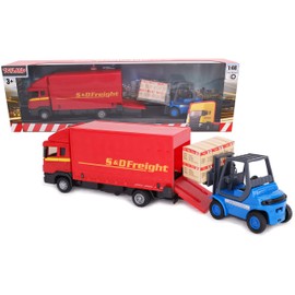 Toyland® Load and Go Vehicle Set - Scania Freight Truck with Forklift and Pallet - Transport Vehicle Toys - Boys Toys (Red Truck)