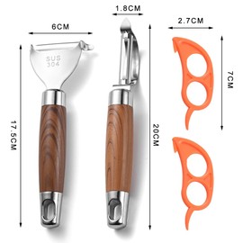 Gsrhzd Potato Peeler, 2PCS Stainless Steel Vegetable Carrot Peeler with 2 Orange Peeler, for Kitchen, Vegetables, Fruits