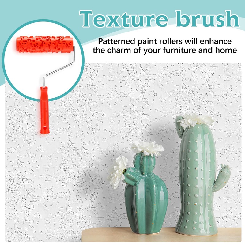 Reallnaive 2 Pcs 7'' Texture Roller Pattern Paint Roller for