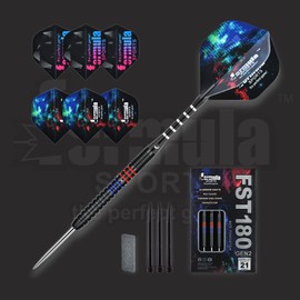 Formula Sports 90% Tungsten Darts Metal Tip Set 21g/22g/23g/24g, Professional Steel Tip Darts with Aluminum Shafts, Tungsten Barrels, Extra Flights, Dart Sharpener (Blue&Red, 23g)