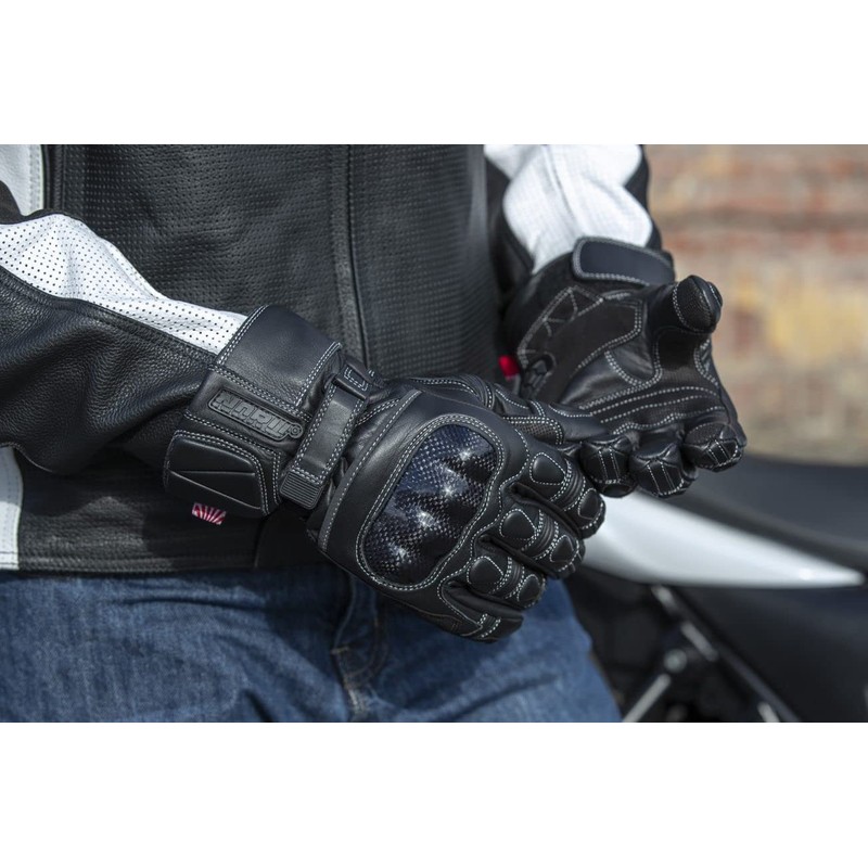 Noru Kabon Leather Gauntlet Motorcycle Glove - Waterproof Touring Glove