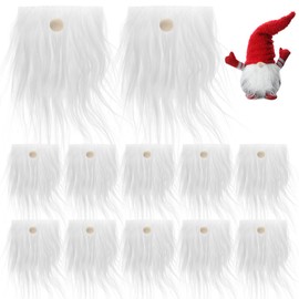 ABOOFAN Fabric 12 Pieces Gnome Beard Faux Fur Dwarf Beard with Wooden Ball Nose Pre-Cut Gnome Beard Fake for Crafts for DIY Christmas Accessories Beard Roller Beard Roller Beard Roller