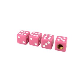 idain 4pcs Dice Shape Plastic Wheel Stem Tyre Air Valve Stem Caps Dustproof Stem Covers for Cars, SUVs, Bike, Trucks (Pink)