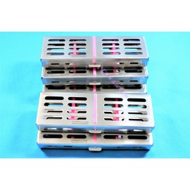 5 Ea Pink Sterilization Cassette Rack Tray for 5 Instruments German Grade Stainless Cynamed