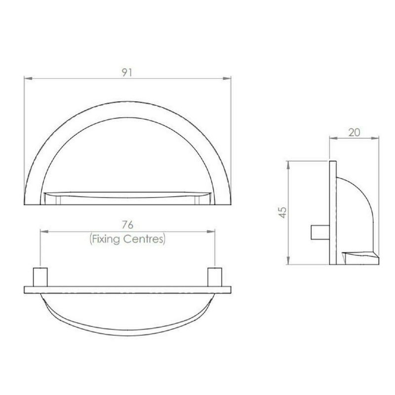 Fingertip Design OXFORD Cabinet Cupboard Door CUP PULL Handle, 76mm