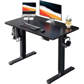 HUANUO Electric Standing Desk, Whole Piece Desktop, Adjustable Height Computer Desk, 4 Height Memory Settings, Sit Stand Up Desk for Home Office, 40" x 24", Black