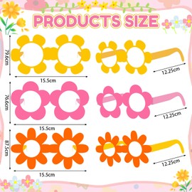 Jenaai 36 Pcs Groovy Party Decoration Groovy Paper Glasses Daisy Paper Eyeglasses Groovy Retro Hippie Boho Paper Sunglasses Photo Booth Props for Birthday Baby Shower Groovy Party Supplies Favors