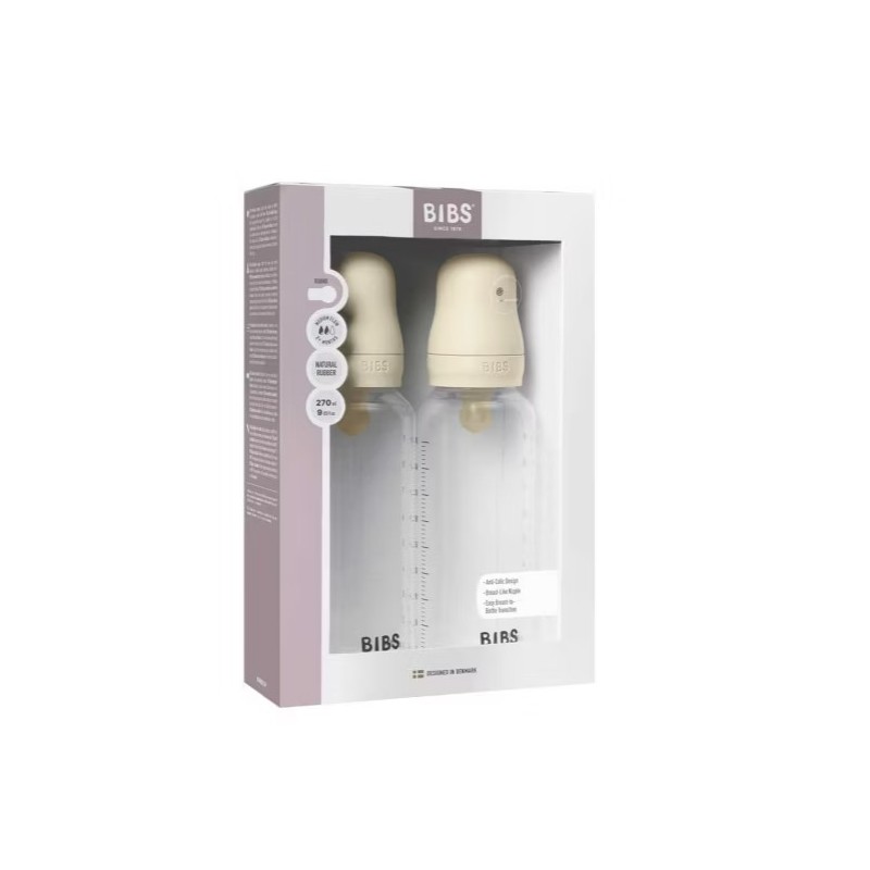 BIBS Baby Bottle Complete Set Latex Ivory 270ml - 2