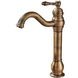 Antique Brass Sink Faucet Bathroom Single Handle 360° Swivel Vintage Kitchen Faucet Mixer Tap Hot Cold Water Brass Gold