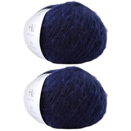 Lerchiyar Snowbaby Wool Acrylic Blend Long Pile Yarn,(Worsted) Warm and Luxurious Fuzzy Yarn for Knitting and Crocheting DIY Hats Scarves Sweaters, 2 * 3.52oz/100g 207yds(22-Navy Blue)