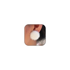 Pom Pom Earrings for Women Cute Heart Pom Pom Stud Earrings Faux Fur Fluffy Pom Earrings Leopard Print Earrings Fluffy Stud Earrings Christmas Winter Earrings for Women Jewelry (Ball)