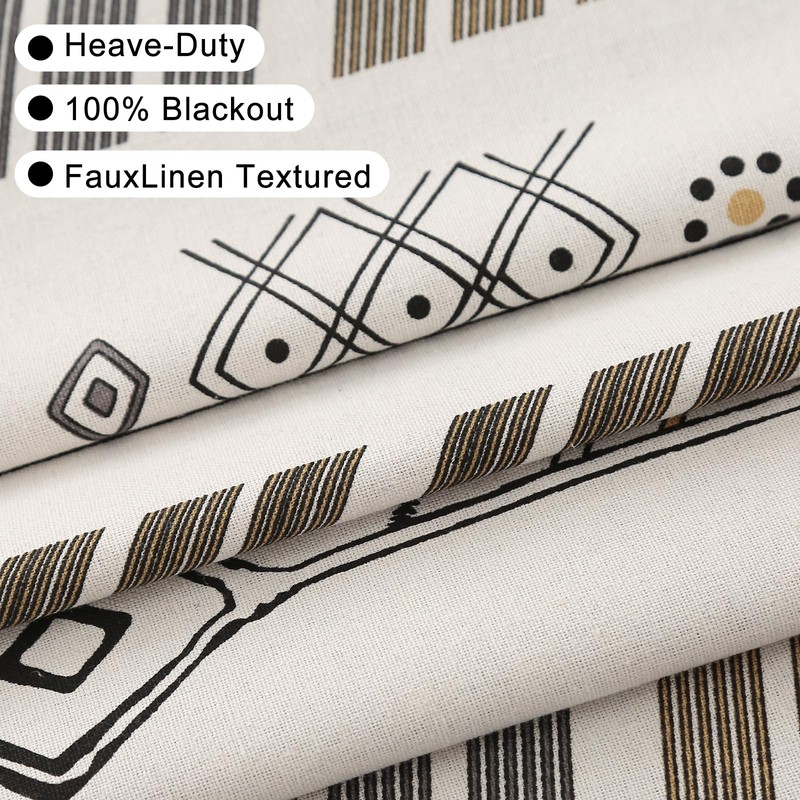 Colorbirtd 100% Blackout Boho Curtains 2 Panels 63 Inch Black