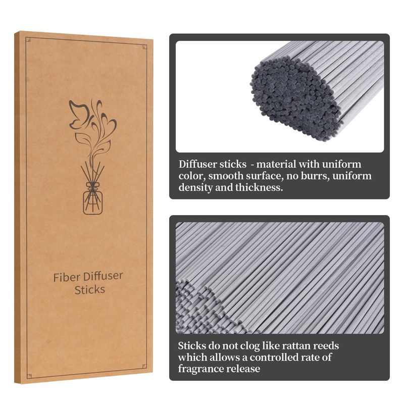 130PCS Reed Diffuser Sticks -10Inch Grey Natural Reed Diffuser,Essential Oil