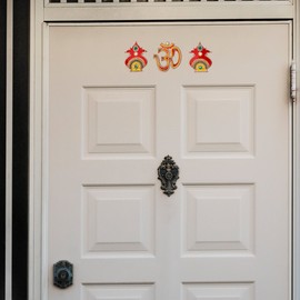 Small Om Ganpati with Kalash Decoration Door Wall Home Decorative Stickers Rangoli Sticker Floor Color Rangoli Indian Traditional Handcrafted Gift Idea & Indian Traditional Navratri Festival Decor