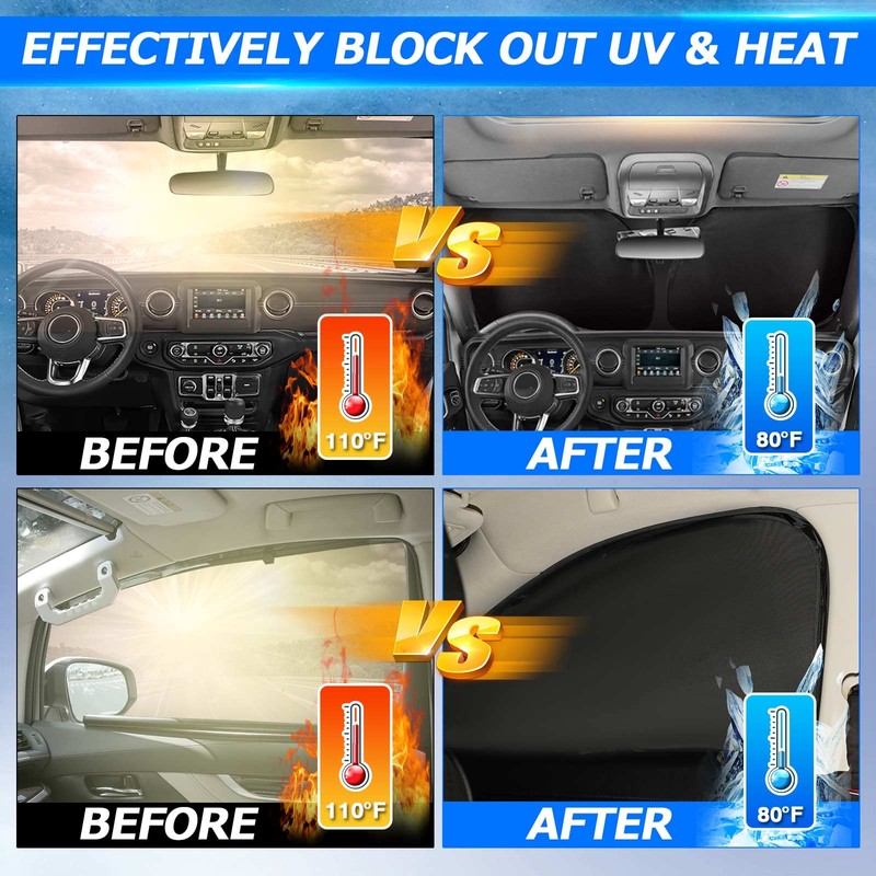 Karltys Windshield Sun Shade for 2018-2024 Chevy Equinox, 3-Pack Front