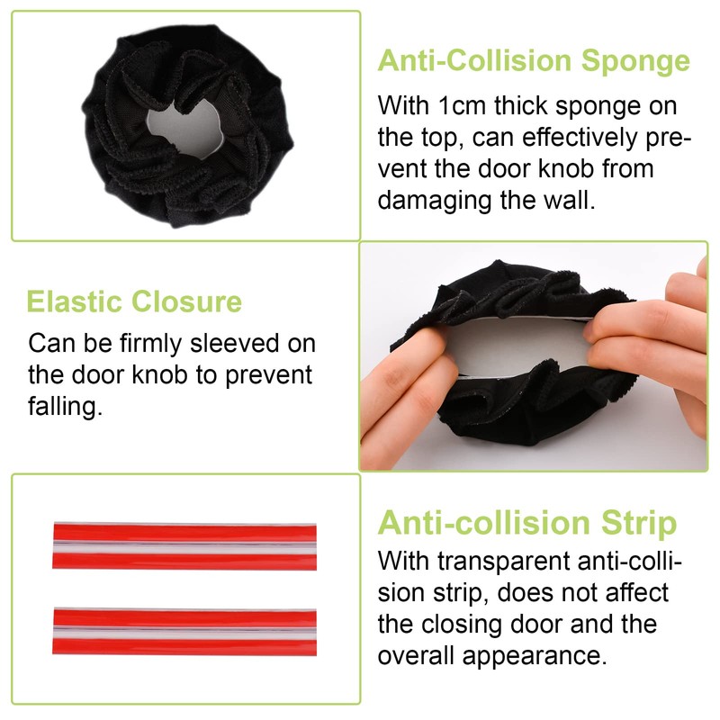 UFURMATE Door Handle Covers, 2Pcs Black Decorative Round Door Knob