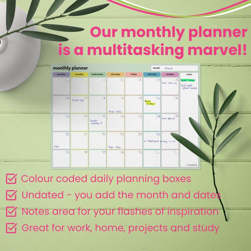 Monthly Planner Pad – A4 Undated Calendar and Scheduler -
