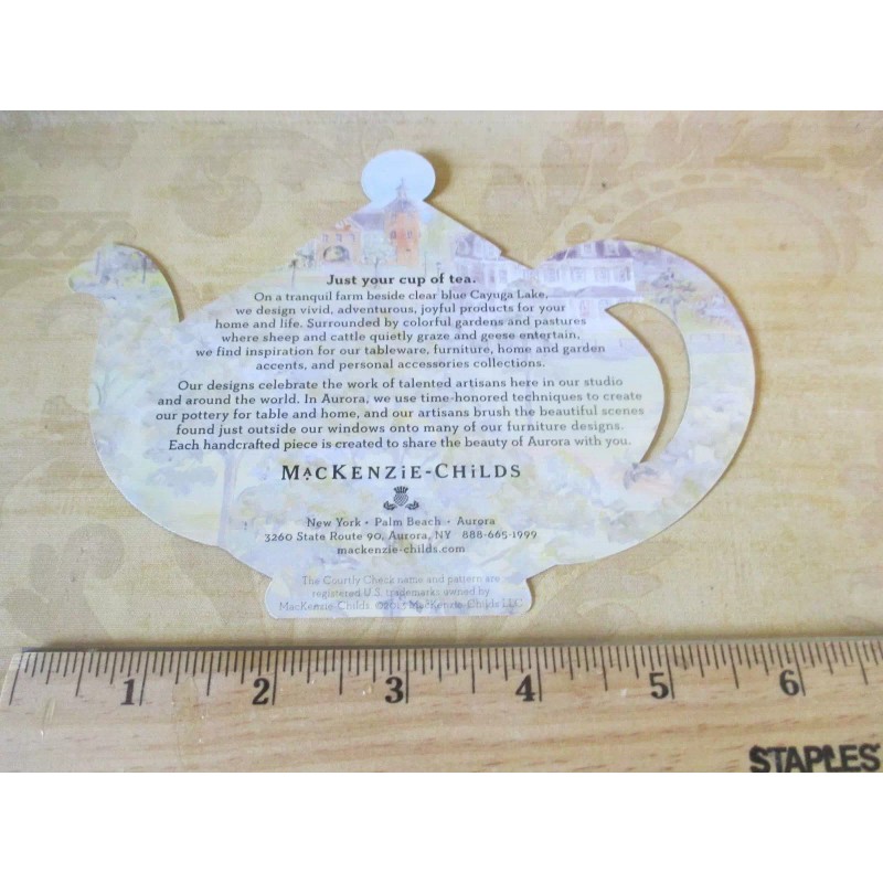 MacKenzie-Childs MACKENZIE CHILD'S COURTLY CHECK PAPER TEAPOT AD CARD