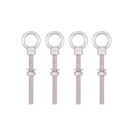 SHONAN Heavy Duty Eye Bolt, 316 Stainless Steel Shoulder Eyebolts with Nut and Washer, 4 Pack Marine Grade Threaded Eyebolts for Lifting or Hanging