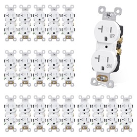 AIDA 15 Amps Outlets Duplex Electrical Receptacle Outlets,Weather Resistance & Tamper Resistant Electrical Receptacle, Wall Outlet,2 Pole,3-Wire, Self-Grounding, NEMA 5-15R,UL Listed 20 Pack, White