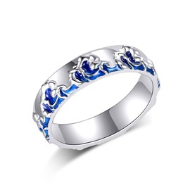 YFN Mountain Wave Rings Sterling Silver Mountain Wave Rings Nature Ocean Jewelry Gift For Women Men and Nature Lovers, Sterling Silver, No Gemstone