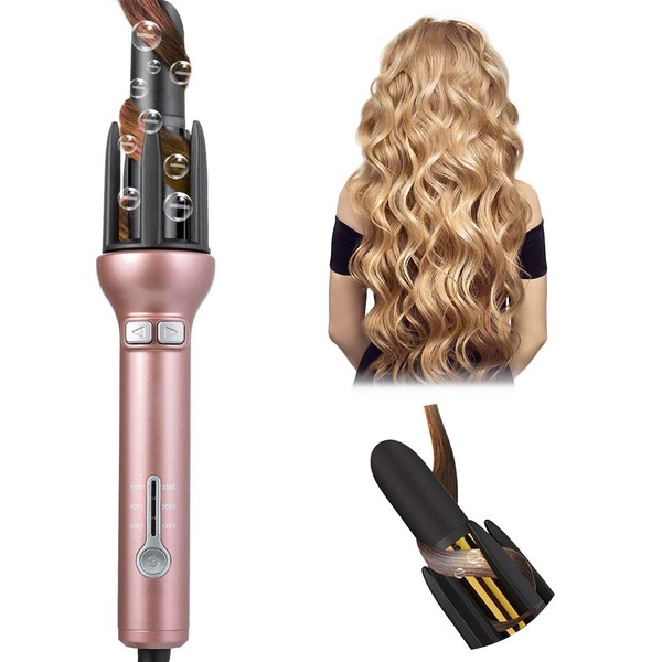 Automatic Hair Curling Iron for Long Hair Auto Curler Ceramic Self Rotating Curling Wand Spinning Spiral Curling Wand Professional 360 Rotating Styling Wand Gifts for Women 1.1 Inch Pink