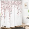 LIGHTINHOME Grey Pink Floral Shower Curtain 60Wx72H Inches Weeping Cherry