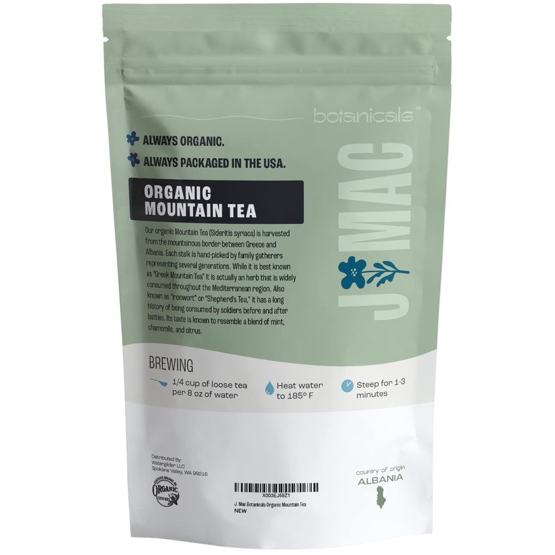 J MAC BOTANICALS Organic Herbal Mountain Tea, Sideritis Shepherd's Tea