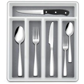 LIANYU 72-Piece Silverware Set of 12 with Steak Knives and Drawer Organizer, 18/10 Stainless Steel Anti Rust Flatware Cutlery Sets, Service Eating Utensils for Home Wedding, Mirror Polished