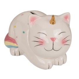 Money Box Cat Unicorn Ceramic Original Money Box Unicorn Cat with Lid and Key