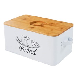 SOTECH Bread Box with Cutting Board and Handle Bread Holder with Bamboo Lid for Kitchen Countertop,Loaf Bread Storage Container Farmhouse Bread Bin