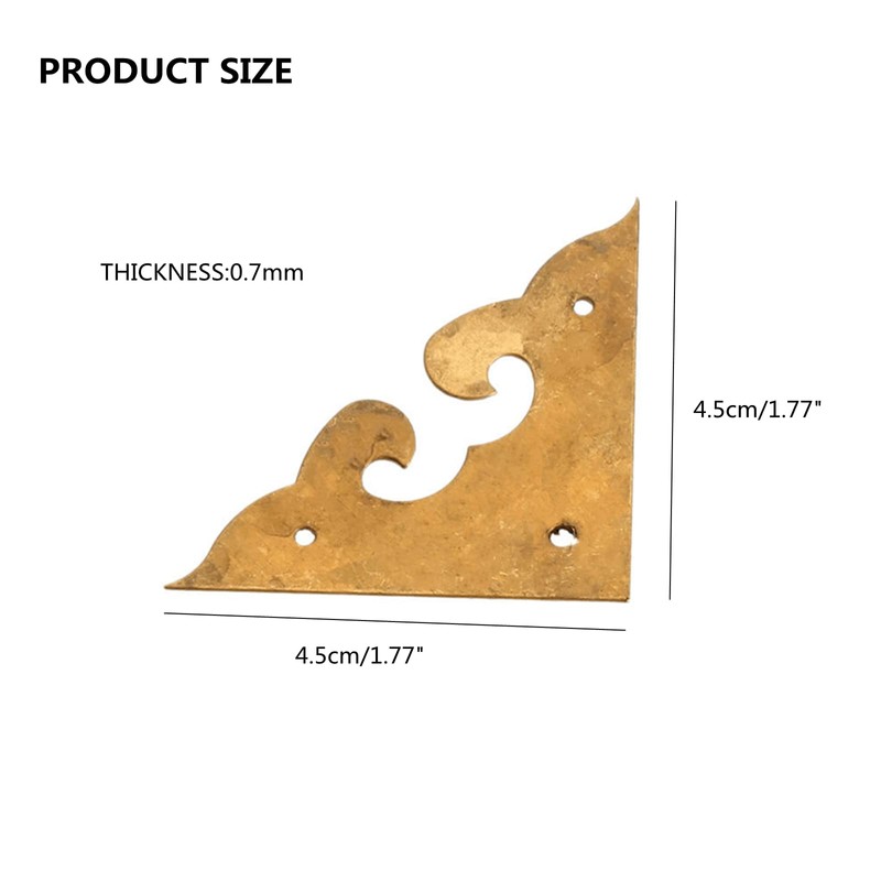 dophee 4Pcs 1.77" Brass Flat Corners Bracket, Retro Table Corner