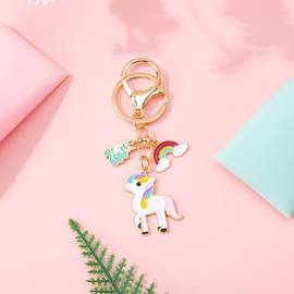 LIFKOME Llavero De Unicornio Adorable Con Encanto De Carro Y Accesorios Para Bolsos Llavero De Aleación Ligera Para Mujeres Para Parejas Y Amantes Unicornios