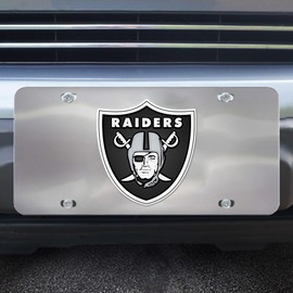 FANMATS 27549 Las Vegas Raiders Stainless Steel Front License Plate with Large 3D Molded Team Metal Emblem