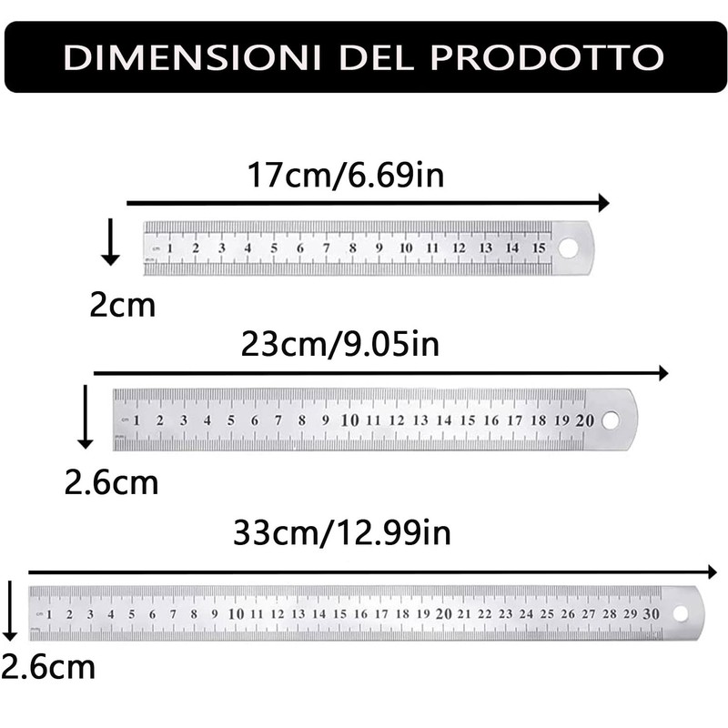 Stainless Steel Ruler Double Sided Metal Scale Professional Measuring Tool