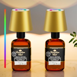 brightower LED Table Lamp with RGB, 5200 mAh Touch Wireless Bottle Lamp, IP54 Continuous Table Lamp for Indoor and Outdoor Restaurants, Bars, Bedroom and Camping (Gold, Pack of 2)